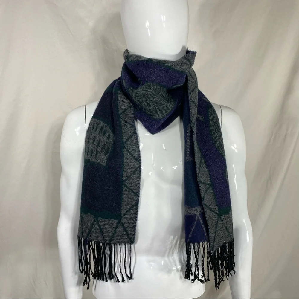 Soft Warm Cave Painting Animal Design Long Tassel Scarf